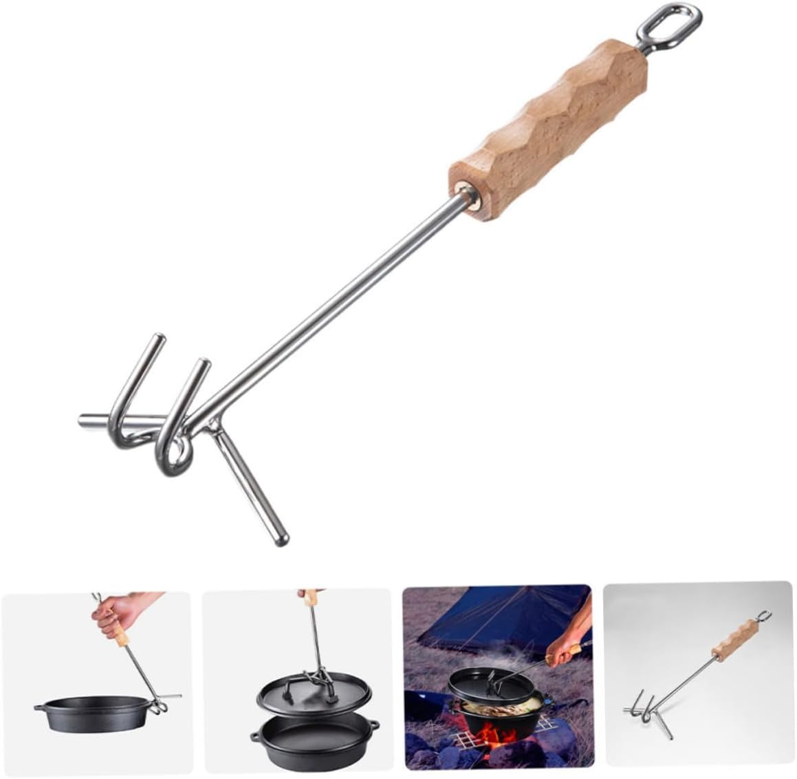 Cabilock Stainless Steel Double Hook Lid Lifter for Pots and Cookware