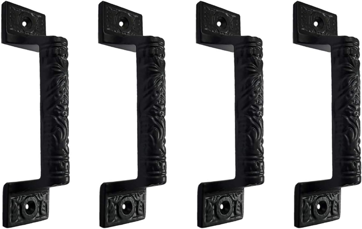 Adonai Hardware "Gergesenes Decorative Cabinet Pull (5.1 Inch x 4 Pack, Iron, Black Powder Coated)