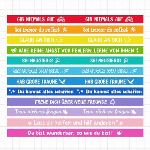 LVZONGXIN 24 Stück Motivationsarmbänder Kinder auf Deutsc Silikonarmband