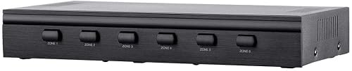 Monoprice SS-6 Premium 6 Channel Speaker Selector, with Impedance Protection, Supports 12-16 AWG Speaker Wire, Individual Zone On/Off Buttons, 138158, Black
