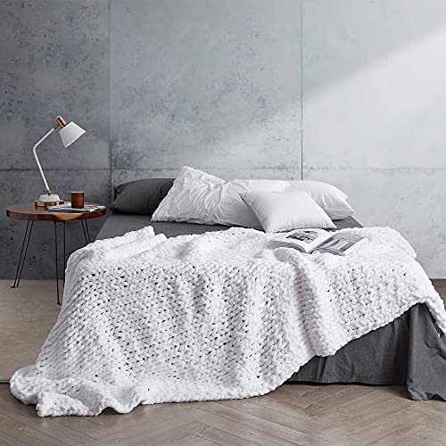 Cozy Potato® Chenille Chunky Knit Throw Blanket - True White #TOP4