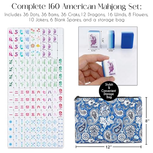 Set de fichas American Mahjong con bolso azul miniatura 2