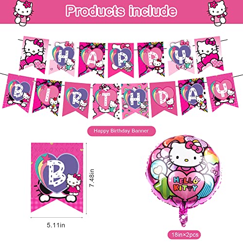 Hello Kitty Party Decorations,Birthday Party Supplies For Hello Kitty Party Supplies Includes Banner - Cake Topper - 12 Cupcake Toppers - 18 Balloons - 2 Hello Kitty Foils Ballons And 50 Kitty Stickers #TOP1
