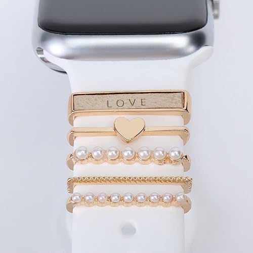 Miniatura 5 de ALMNVO Bands Charms Compatible with Apple Watch Silicone Bands Charms,Fashion Metal Diamond Decorative Rings Loops for iWatch,Strap Charms