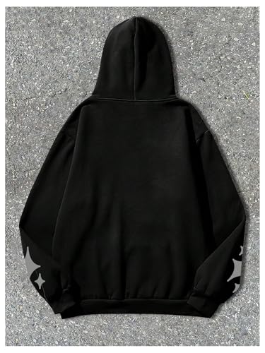 SHENHE Men's Letter Graphic Hooded Sweatshirt Slogan Print Casual Pullover Top Streetwear2