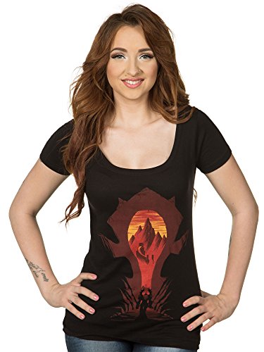 JINX World of Warcraft Horde Silhouette Camiseta para Mujer Women's Scoop T-Shirt (M)