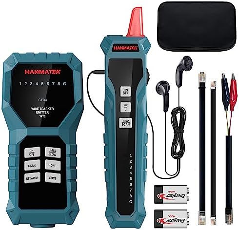 HANMATEK Professional Network Cable Tester, RJ45 RJ11 Wire Tester WT1 Multifunction ethernet Cable Tester with Earphones, Telephone Line Finder Circuit Breaker Finder