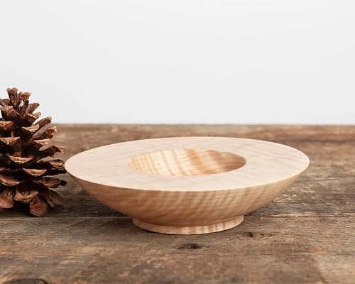 XDGBNH Hand Turned Curly Maple Wood Bowl, Small Decorative Wooden