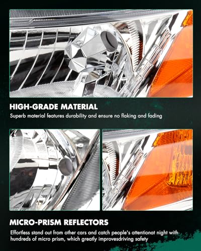 Image of SCITOO Headlight Assembly Fits For Honda Civic 2012-2015 Headlamp In Chrome Housing Amber Reflector Clear Lens