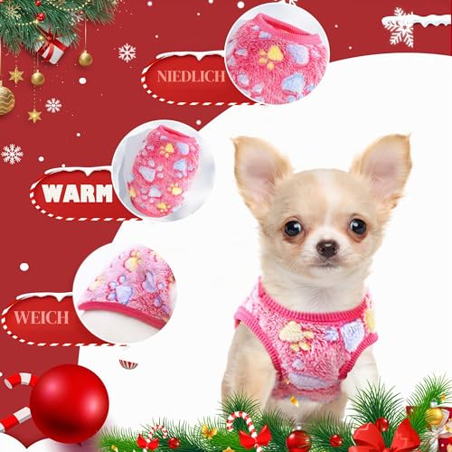 Hundepullover aus Fleece, Größe XXS, Chihuahua, niedlich, für den Winter, Größe XS, Dackel, 2 Stück