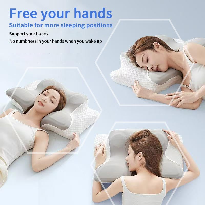 Miniatura 2 de Almohada cervical para el cuello  Almohada ergonómica de contorno de espuma viscoelástica de doble capa para aliviar el dolor y soporte de hombros,