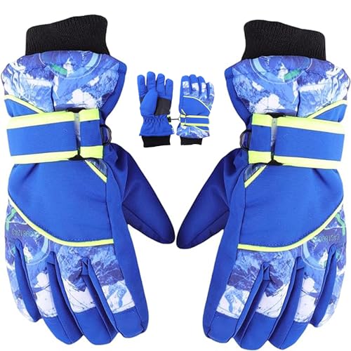 IZUS Kids Cold-Weather-Ski-Gloves Winter-Warm-Thick-Gloves Water-Repellent Windproof Snowboarding for Boys Girls 4-8T