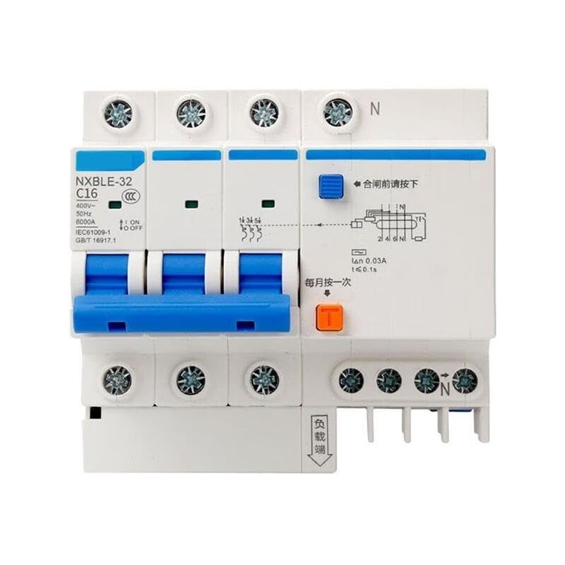 Disyuntor de corriente residual NXBLE-32 C10 de 6 kA que evita sobrecargas