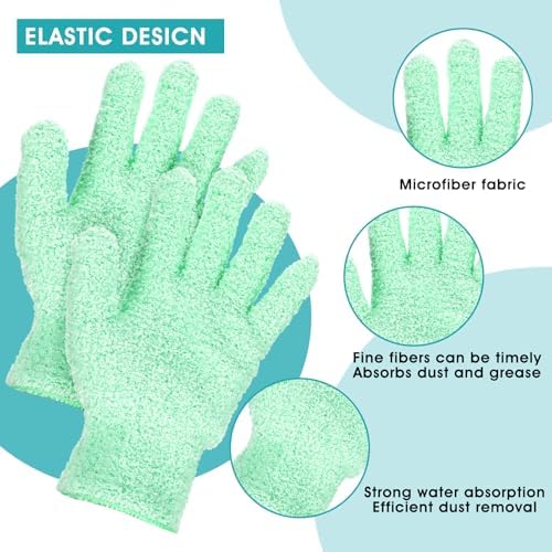 Microfiber Gloves for plants Dusting, Dusting Mitt, Household Cleaning Gloves Reusable for Cleaning Blinds, Plant Clean Glove, Washing Glove for House Cars (Turquoise, 1 Pair) - Thumbnail 5