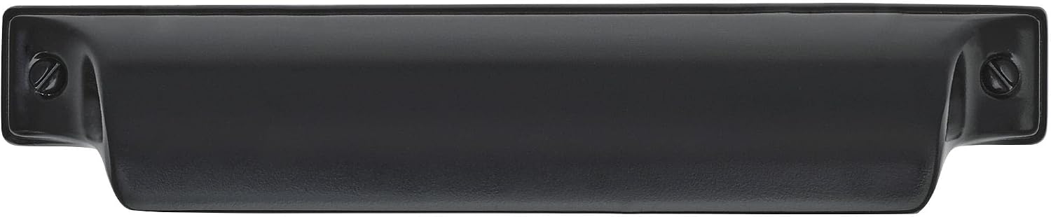 Amerock | Kitchen Cabinet Cup Pull | Matte Black | 3-3/4 in (96 mm) Center-to-Center | Jolene | 1 Pack | Furniture Hardware | Cabinet Handle | Bathroom Drawer Pull