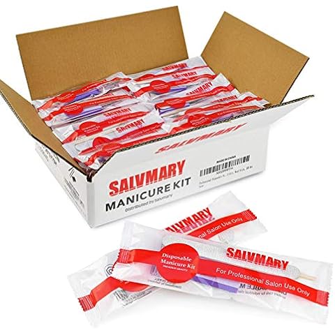 Professional Disposable Manicure Kit Basics 3 Piece Nail Kit, Wood Nail File 100/180 Grit, Mini Buffer 80/100 Grit, Wood Stick, 100 Set Cover