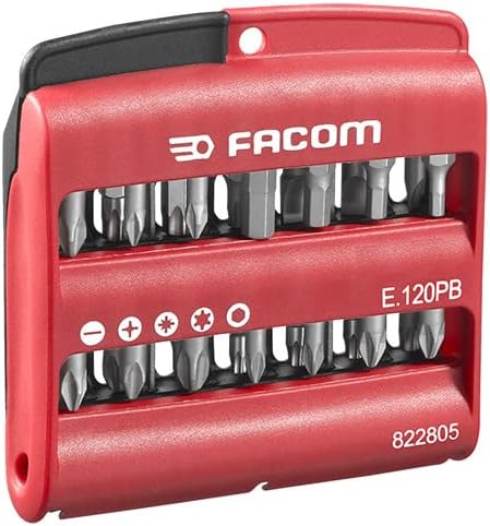 28-piece Screwing Bit Set - E.120PB - Box with Flat, PH, PZ Torx and Six-Point Bits - PA66 Polyamide - High Strength - Case - Hand Tools