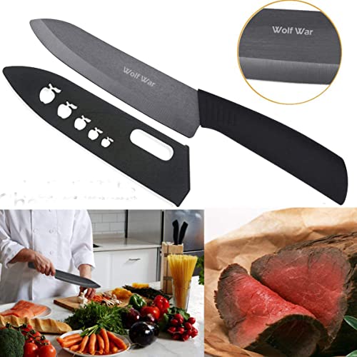 Kitchen Ceramic Knife Set Professional Knife With Sheaths, Super Sharp Rust Proof Stain Resistant (6" Chef Knife, 6" Bread Knife, One Peeler) #TOP5
