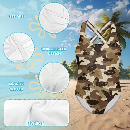 Image of Xpyiqun Swimsuit for Girls One Piece Bathing Suits Size 5-14 Sleeveless Swimwear Cross Shoulder Strap Swimming Wear