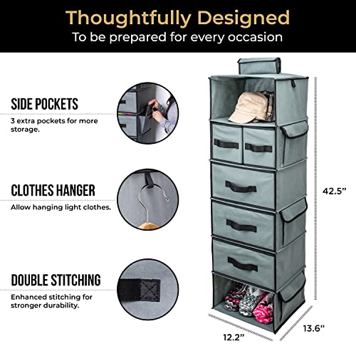 Smirly Hanging Closet Organizer And Storage Shelves - Wardrobe Clothes Organizer For Closet, Storage Organizer - Hanging Shelves For Closet Organization And Storage, Closet Shelf Organizer W/Drawers #TOP3