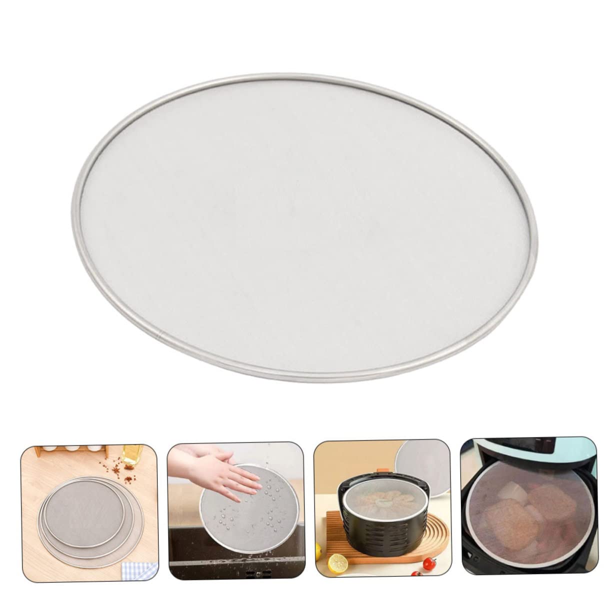 Unomor Stainless Steel Oil Splatter Guard for Frying Pans Cooking Splatter Screen Mesh Cover for Skillets Woks Grease Shield Easy to Use for Home