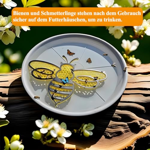 Bieneninsel,2 Stück Bienen Bewässerungsstation,Schwimmende Bestäuberinsel,Schwimmende Insel in Bienenform,Insektentränke Garten,Bienentränke für Den Garten,Biene Wasserschalen für Gartendekoration