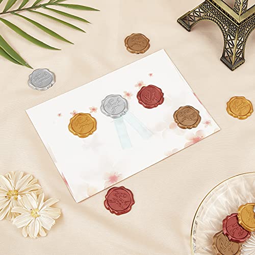 Craspire Adhesive Wax Seal Stickers 25Pcs Thank You Self- Adhesive Wax Seals Decorative Stamp Stickers Envelope Stickers For Decor Wedding Invitation Envelopes Scrapbook Party Gift-Dark Goldenrod #TOP4