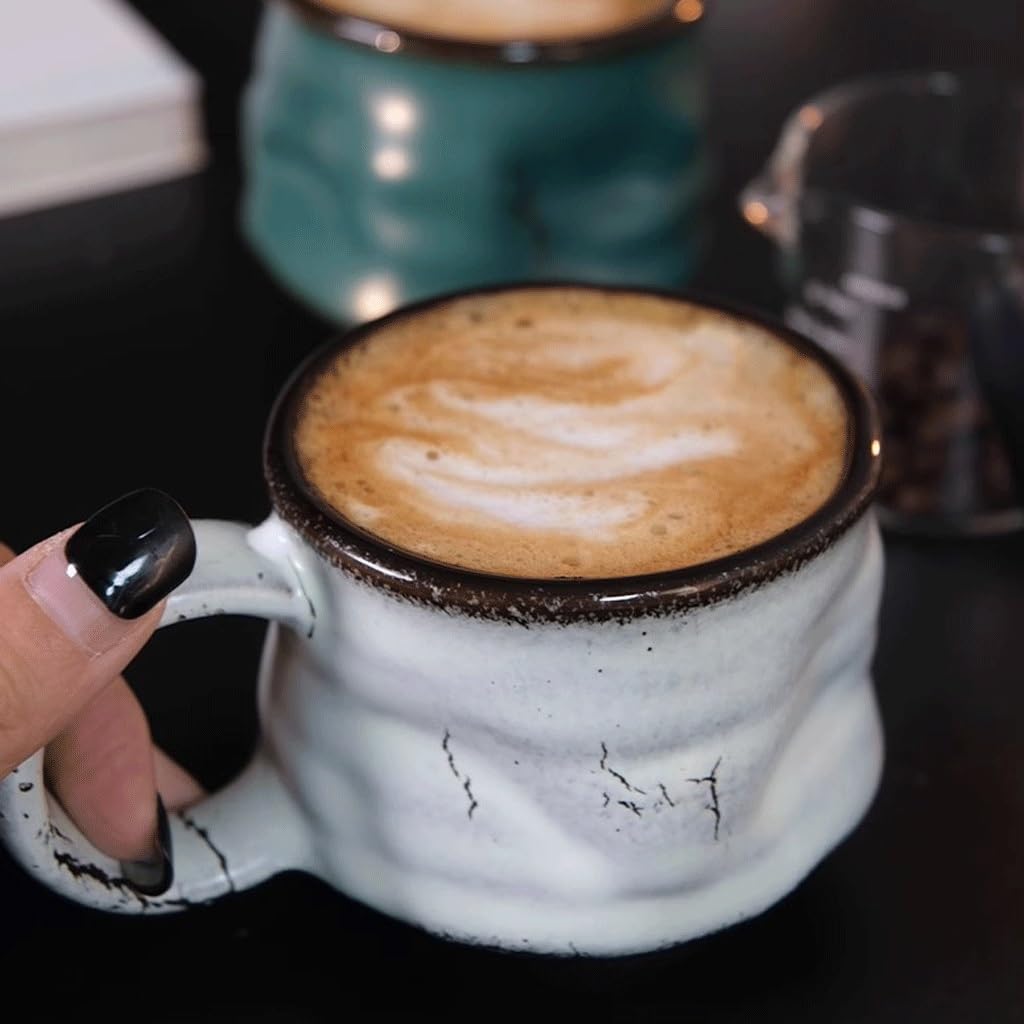 ENGENDER Tazas Cafe Taza De Cerámica Retro La Café del Gres con Té Tarde Manija Mug Cups(A)