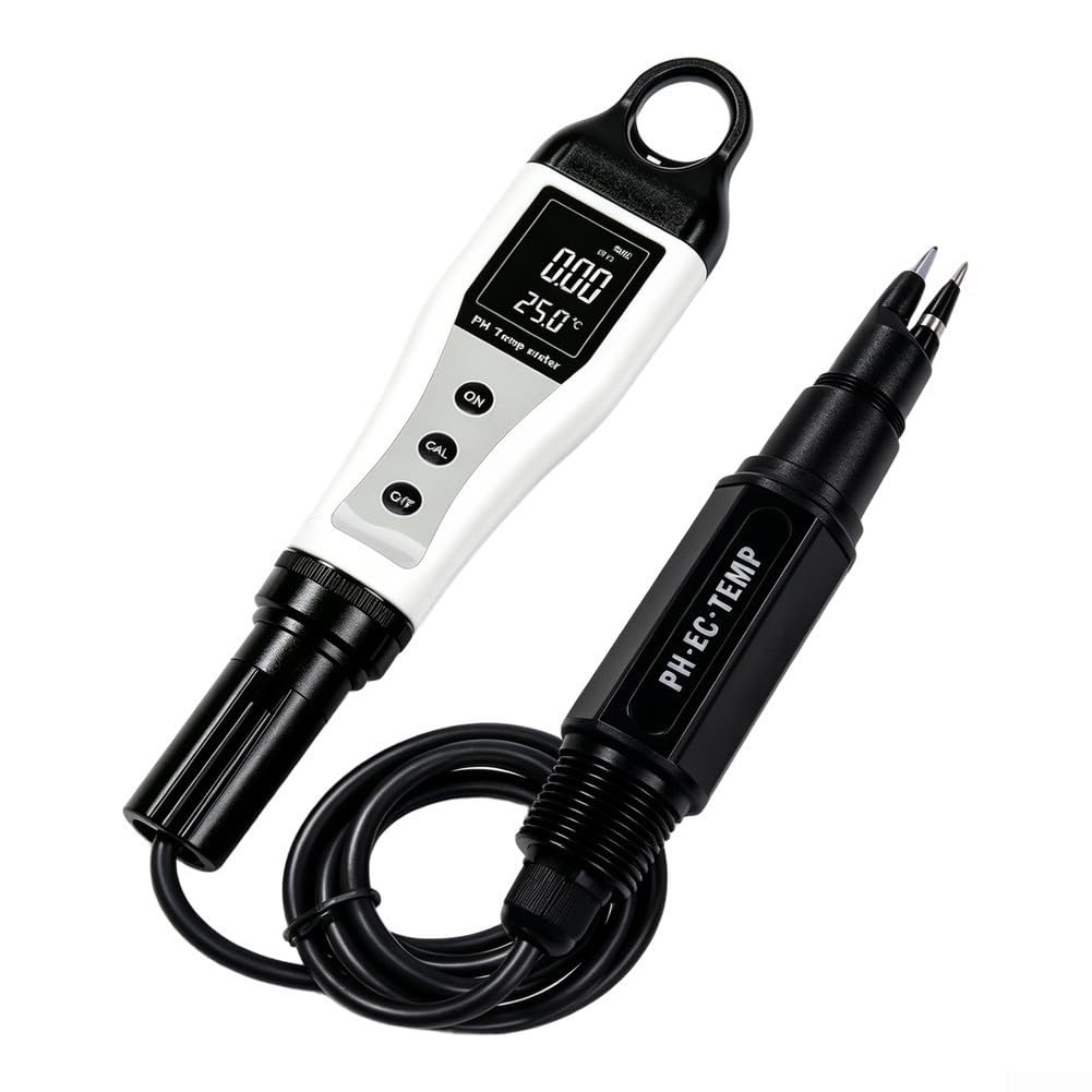 Tester di qualità dell'acqua 3 in 1 misuratore di temperatura pH penna digitale per acquario, piscina, laboratorio, idroponica, nero