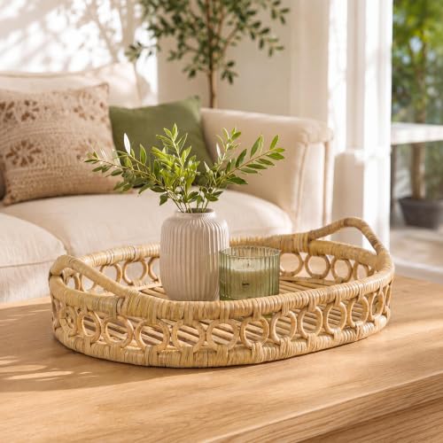 happimess Cassini Oval Serving Tray 17.5" x 13.5" Rattan, Natural by happimess - Used condition - Image 9