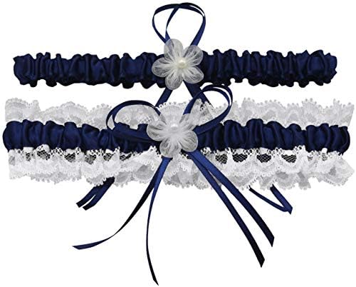 Ayliss Wedding Garter for Bride Stretch Prom Garters Bridal Leg Garter Set (Navy Blue)