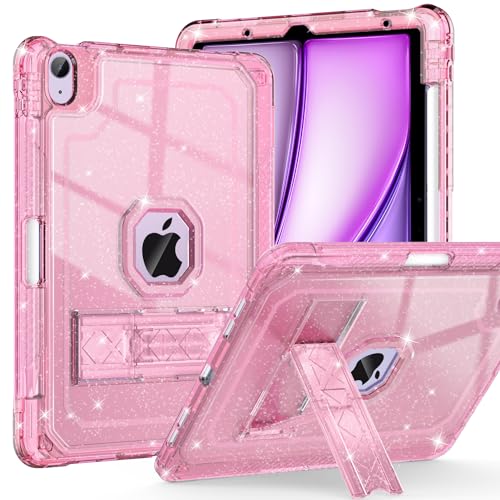 ZoneFoker for iPad Air 11 Inch M4/M3 Case 2026/2025, for iPad Air M2 6th/5th/4th 11-inch Case 2024/2022/2020, Glitter Slim Heavy Duty Shockproof Cover with Pencil Holder Kickstand,Pink by ZoneFoker - Used condition - US$15.38