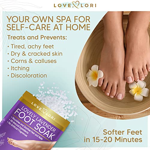 Lavender Epsom Salt Foot Soak For Dry Cracked Feet - Relaxing Pure Dead Salts Foot Bath - Infused With Lavender Oil, Tea Tree Oil, & Eucalyptus Oil, Pedicure Foot Spa Soak Foot Care For Women #TOP3