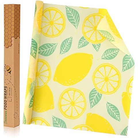 Beeswax Food Wrap Roll 39'' x 12'' - Organic Reusable Beeswax Wrap Eco Friendly Natural Sustainable Food Storage Wraps for Sandwich, Cheese, Fruit, Bread, Snacks Cover
