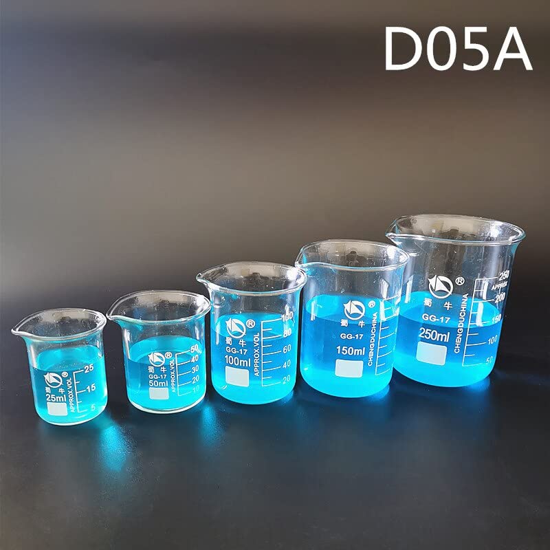 1 Juego de Vasos de precipitados de Forma Baja de Todos los tamaños, Vaso de precipitados Transparente de Vidrio de borosilicato for Laboratorio de química de Vidrio (Size : D06A)
