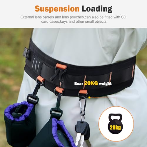 Cwatcun Adjustable Camera Strap for Photographers – Multi-Function Dual Shoulder Harness & Waist Belt for Camera DSLR/SLR Accessories Storage