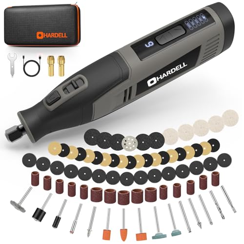 Herramienta Rotativa Inalámbrica con 80 Accesorios - Mini Amoladora Eléctrica con Batería 4000mAh, 6 Velocidade (8000-28000 RPM), Carga Rápida Type-C para Cortar, Taladrar, Tallar y Manualidades DIY