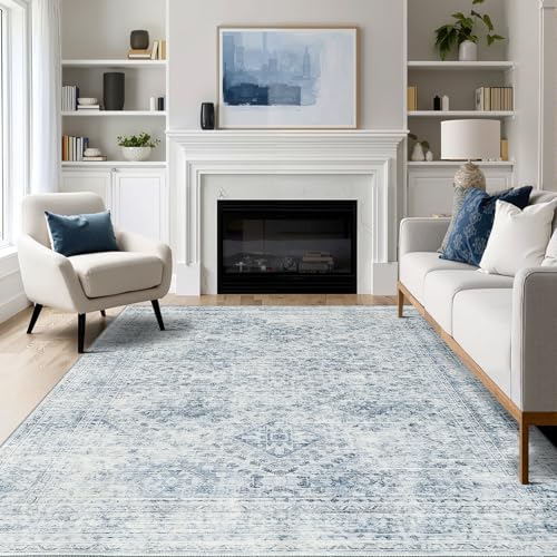 MIULEE 6x9 Vintage Living Room Rug Washable Area Rugs Low