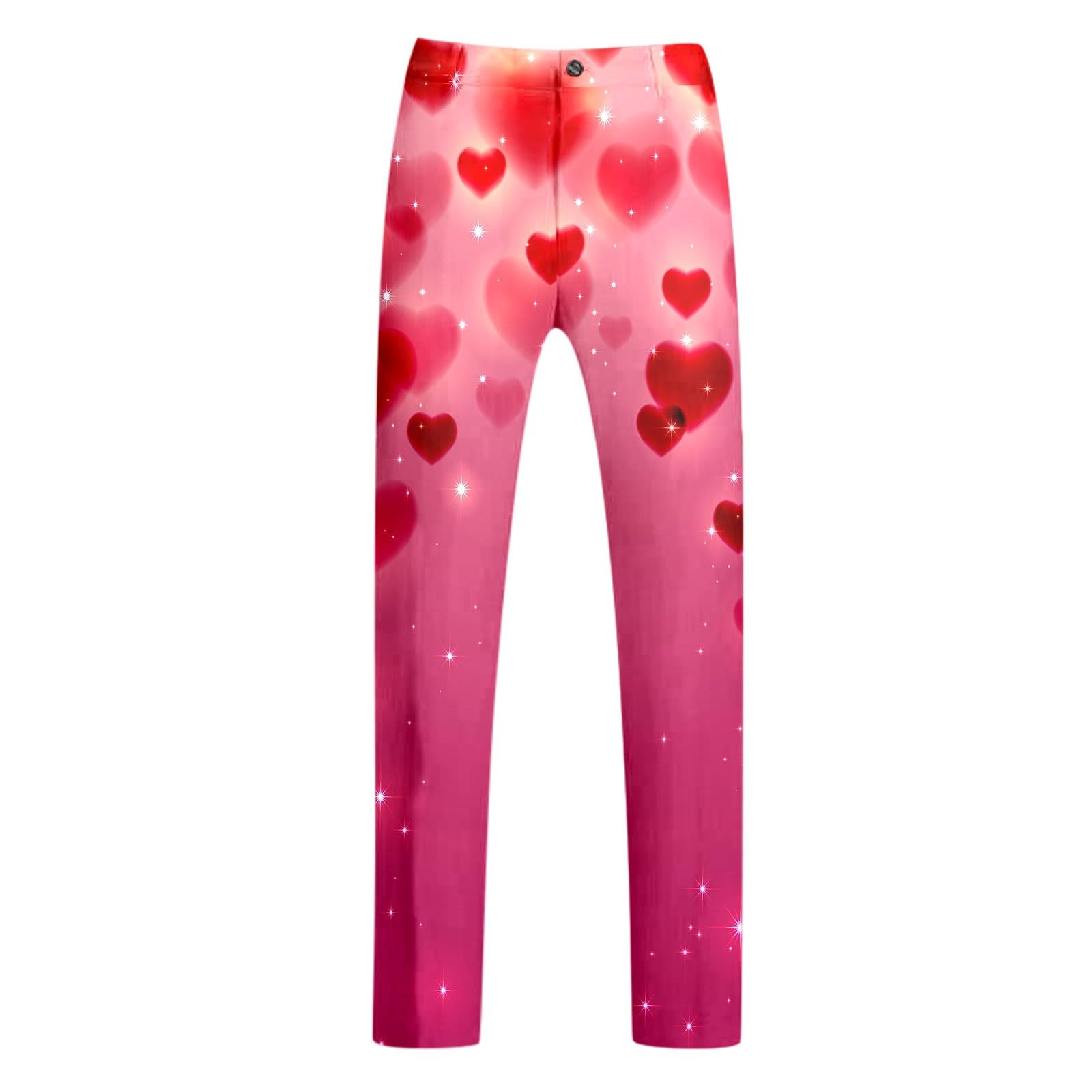 Valentinstag Party Kostüm Herren Blazer 2 Teilige Bedruckte Anzug für Männer Herz/Love Druck Blazer Elegante Jacke mit Hose Slim Fit Anzug für Valentinstag Party Outfits