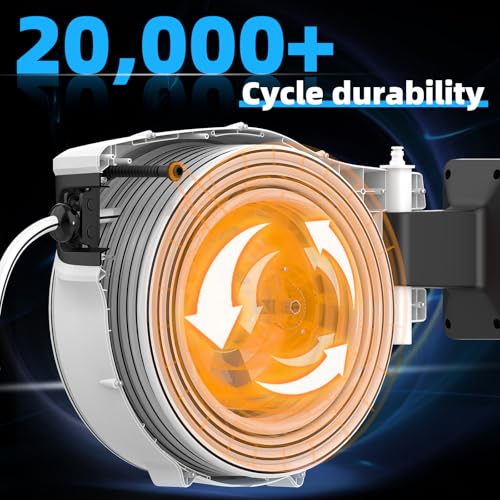 Retractable Garden Hose Reel 1/2"x130 ft, Automatic Hose Reel with 7 Pattern Nozzle,Any Length Lock Wall Mounted &180 Deg Swivel by YESTAR - Image 3