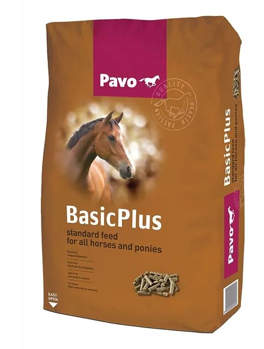 Pienso para Caballo Pavo Basic Plus Saco 20kg: Mantenimiento sin Avena, Bajo Nivel de Proteínas, Ideal para Ejercicio Ligero. Formato Pellet
