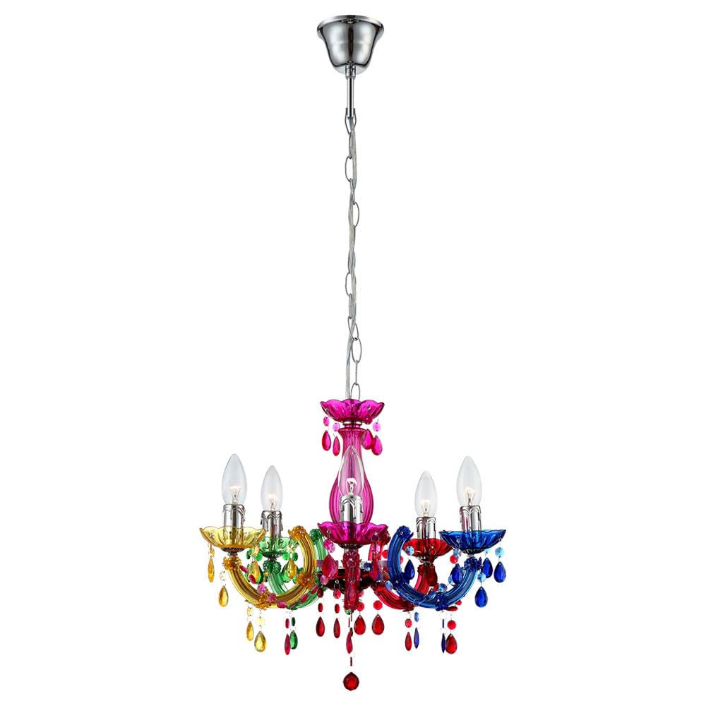 Kronleuchter Hänge Leuchte Decken Pendel Lampe Ess Zimmer Beleuchtung Luster bunt Globo 63118-5