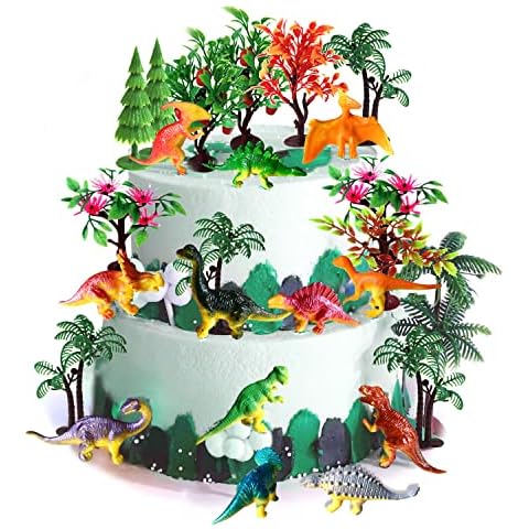 OrgMemory Trees Cake Decorations, Dinosaurs Trees with Bases,27pcs, Mini Dinosaurs, Dinosaur Toys, Plastic Trees for Crafts or Cake Decorations Cover