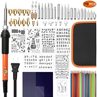 Foxgro Wood Burning Kit, 79pcs Pyrography Pen Set with Adjustable Temperature Switch, Woodburning