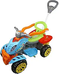 Quadriciclo Infantil Spider com Haste, Carrinho de Passeio e Pedal, Ideal para Meninas e Meninos, Rodas Antiderrapantes, Anel de Limitação e Suporte para Bolsa Diversão e Segurança (Tradicional)