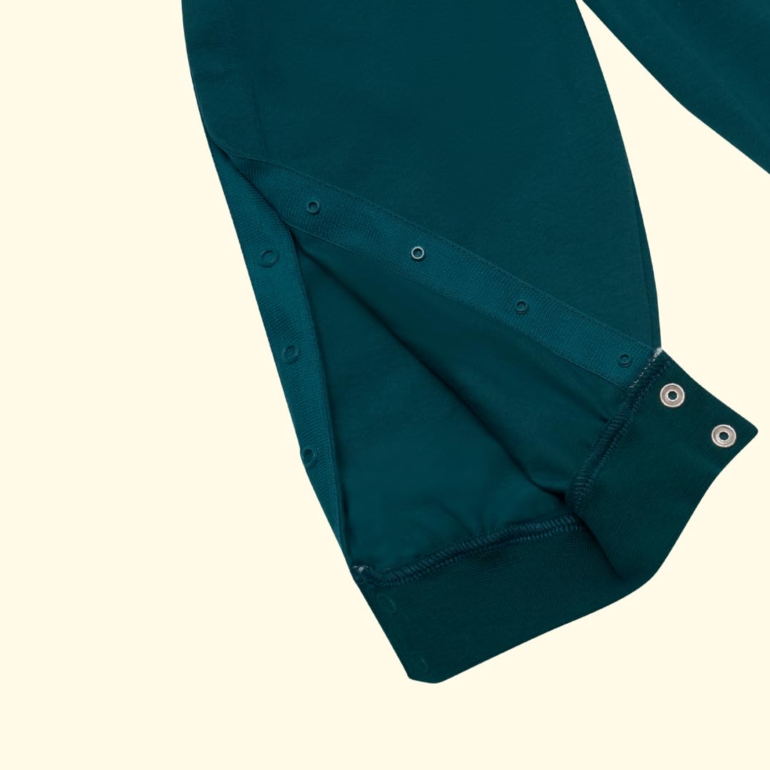 Jerseyhose für Kinder – für Prothese, Orthese, Rollstuhl, Stoma – weicher Bio-Jersey mit Druckknopfband – Orthesenhose bis Gr. 140 – Dunkelgrün