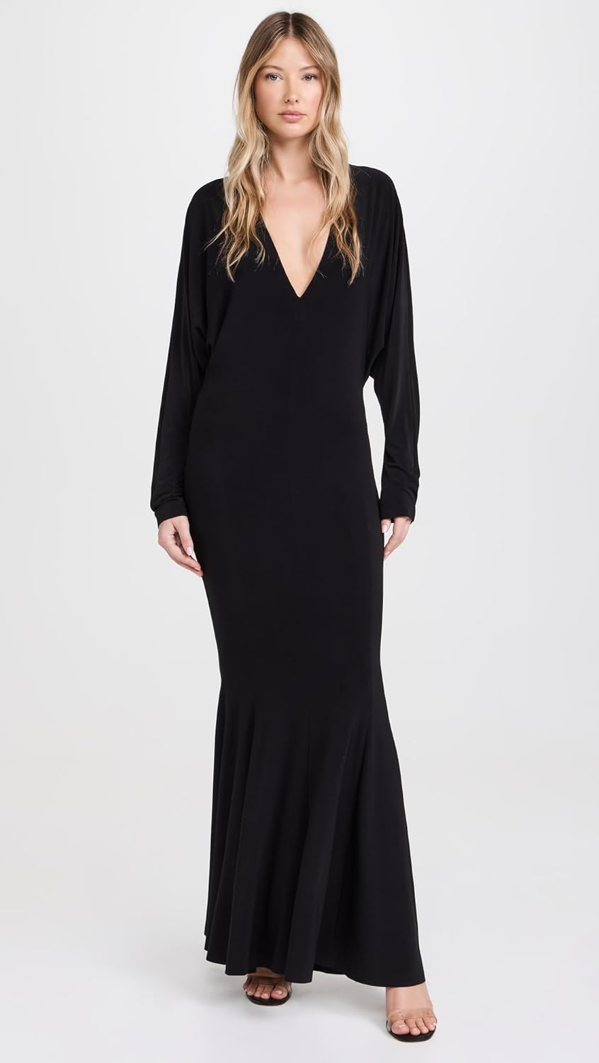 Norma Kamali Womens Dolman V Neck Fishtail Gown - Image 2