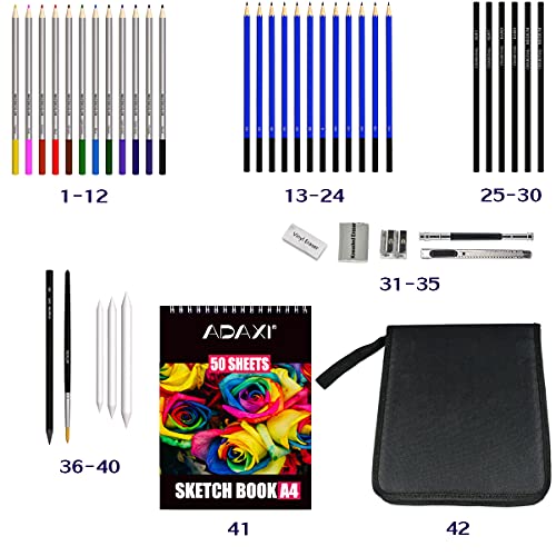 ELEAZAR 42Pack Adult Art Supplies, Teen Kids Beginners, Artist Drawing