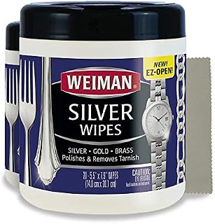 Weiman Jewelry Polish Cleaner and Tarnish Remover Wipes - 20 Count (2 Pack)