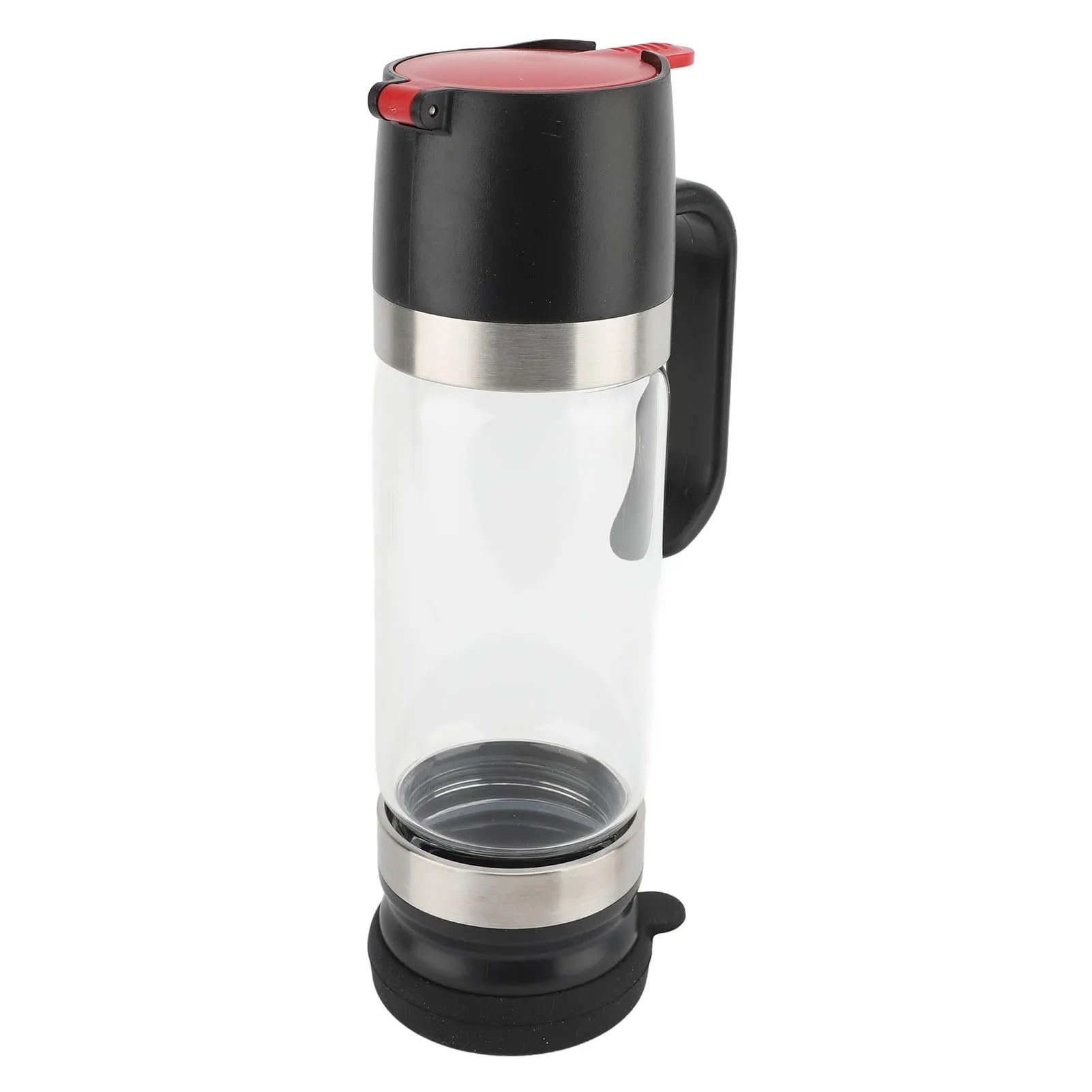 EnxJire Honey Dispenser 350 ml Press-type Anti-drip Honey Glass Jar Syrup Seasoning Bottle for Salad (Black)